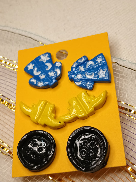 Coraline Themed Earring Studds