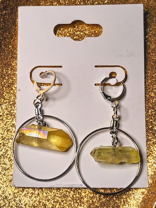 Yellow Crystal Hoops