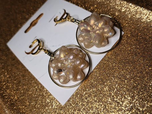 Succulent Charm Gold Hoop Earrings